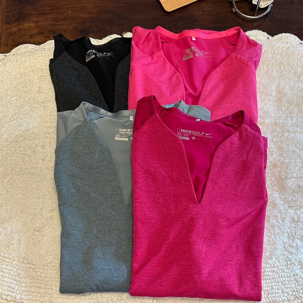 Nike Golf Women's Short Sleeve Tops - Bright Pink, Gray, Black